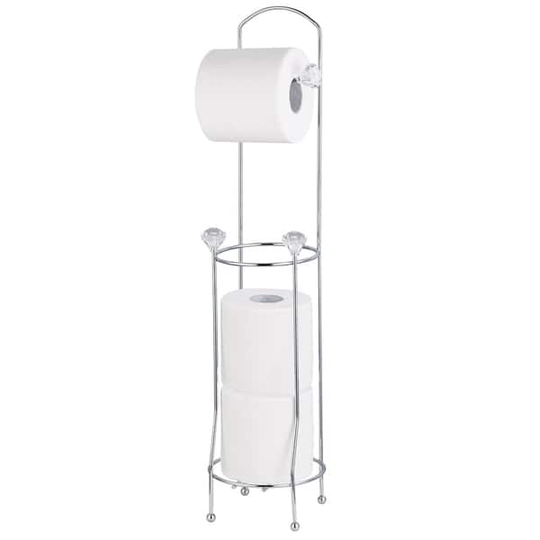 Free Standing Bath Toilet Tissue Paper Holder Stand Toilet Brushes Holder Set