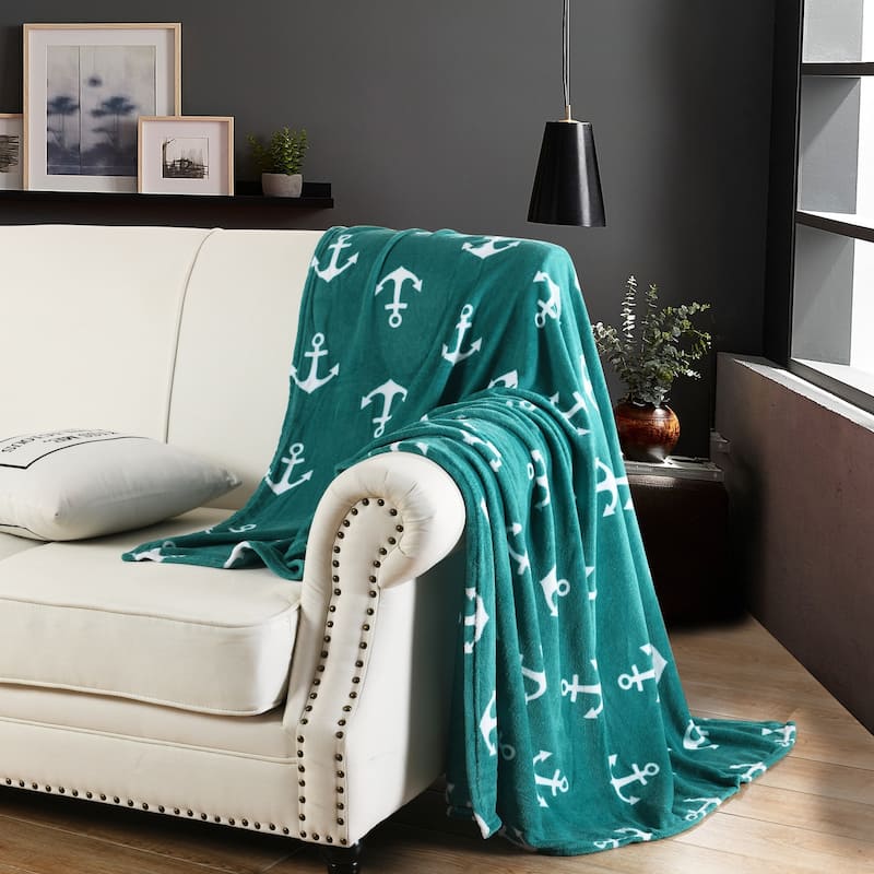 Anchor Fleece Throw Blanket 50 By 60 Inches