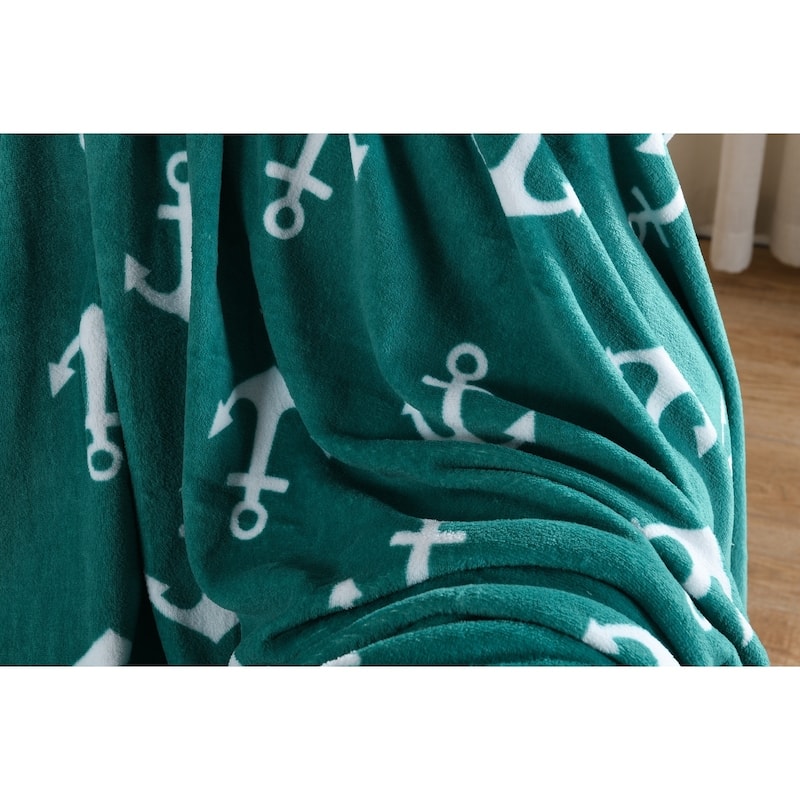 Anchor Fleece Throw Blanket 50 By 60 Inches
