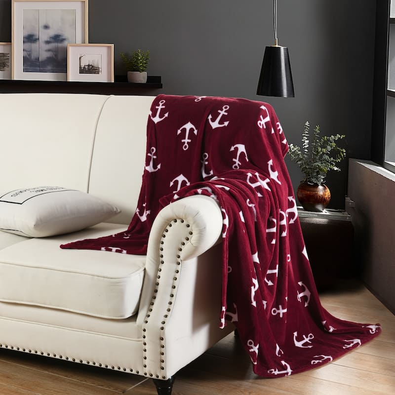 Anchor Fleece Throw Blanket 50 By 60 Inches