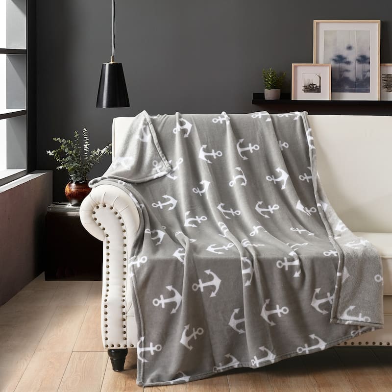 Anchor Fleece Throw Blanket 50 By 60 Inches