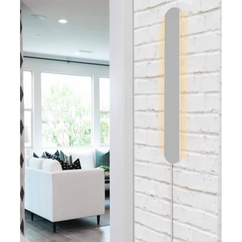 Solid Wood Hover Plank Corner/Wall Accent Light, Plug-In 24" Almond Finish, by Home Concept