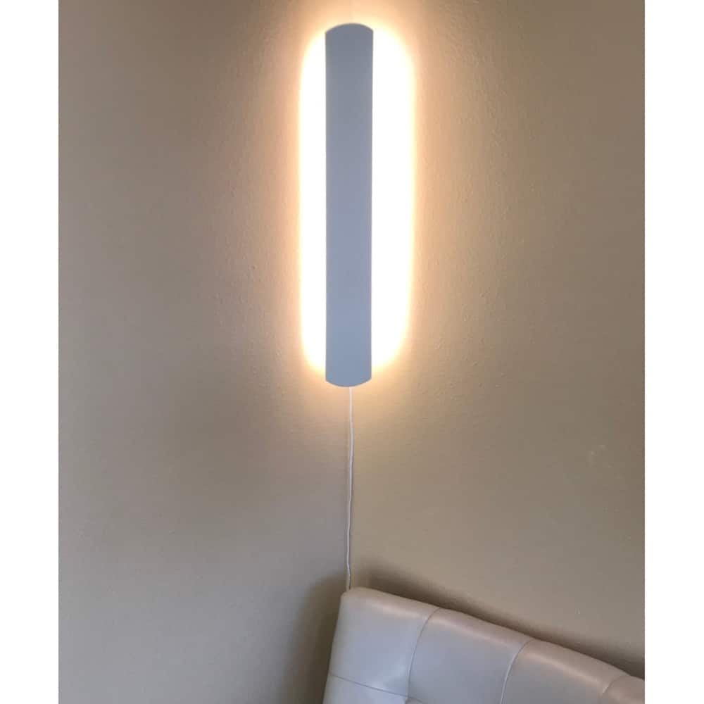 Solid Wood Hover Plank Corner/Wall Accent Light, Plug-In 24" Almond Finish, by Home Concept