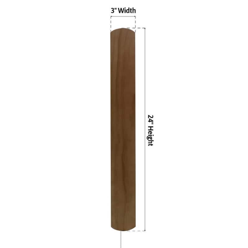 Solid Oak Hover Plank Corner/Wall Accent Light, Plug-In 24"h, by Home Concept