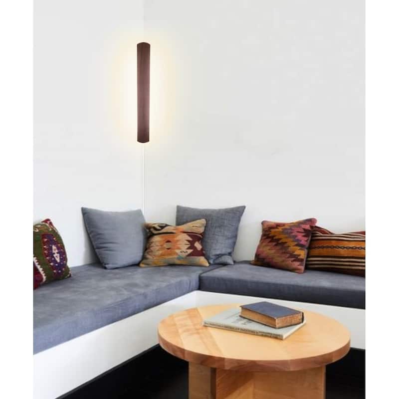 Solid Oak Hover Plank Corner/Wall Accent Light, Plug-In 24"h, by Home Concept