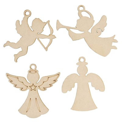 24-Pack Unfinished Wooden Christmas Ornaments Blank for DIY Craft, Ocean Themed