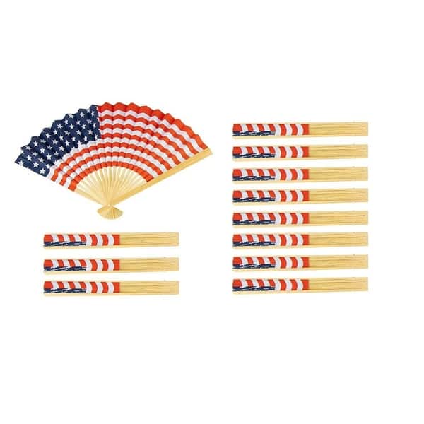 12-Pack American Flag Fan, Patriotic Party Favor, Paper Folding Fan 14. ...