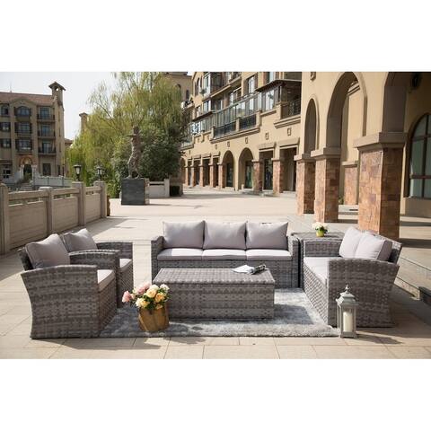 Outdoor 6-piece Wide Wicker Sofa Set Furniture by Moda Furnishings