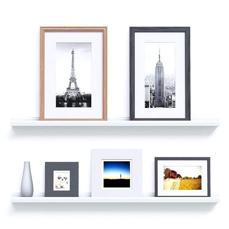 22" 46" Floating Picture Display Ledge Wall Mount Shelf Denver Modern Design White - 46"