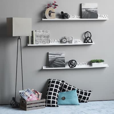 22" 46" Floating Picture Display Ledge Wall Mount Shelf Denver Modern Design White