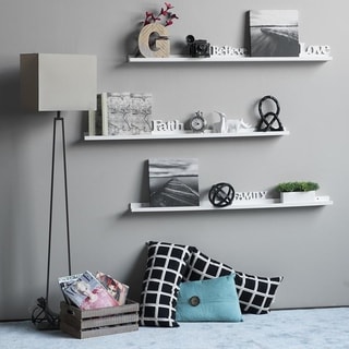 22" 46" Floating Picture Display Ledge Wall Mount Shelf  Denver Modern Design White