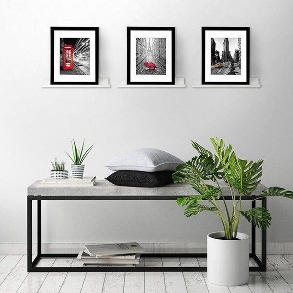 Set of 3 14" Picture Display Ledge Wall Mount Shel White