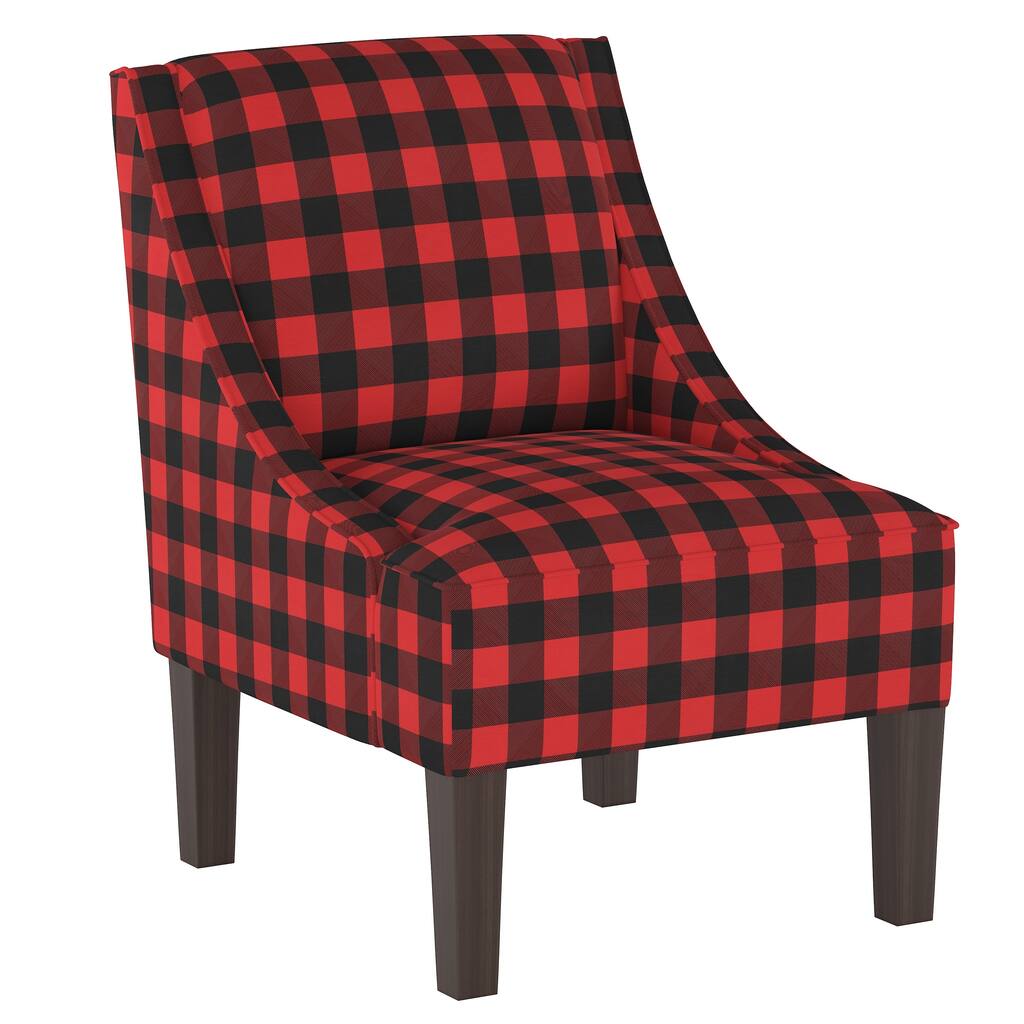 Skyline Furniture Swoop Arm Chair in Classic Gingham Red Black - 24"W x 29"D x 34"H
