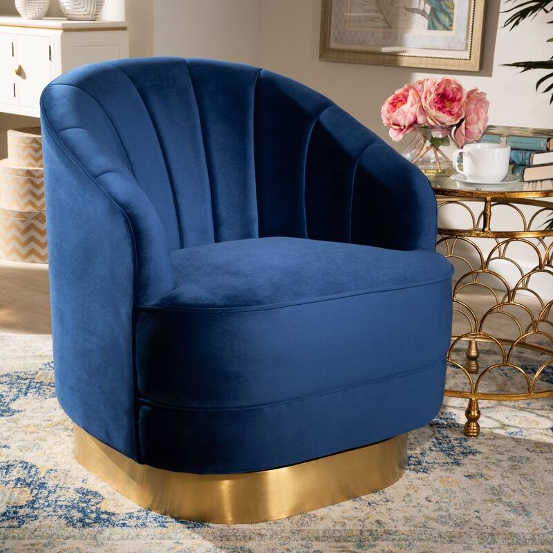 Fiore Glam and Luxe Upholstered Swivel Accent Chair