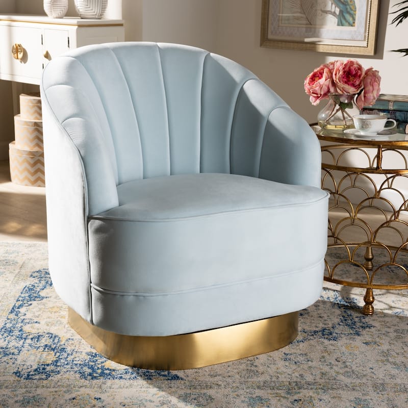 Fiore Glam and Luxe Upholstered Swivel Accent Chair