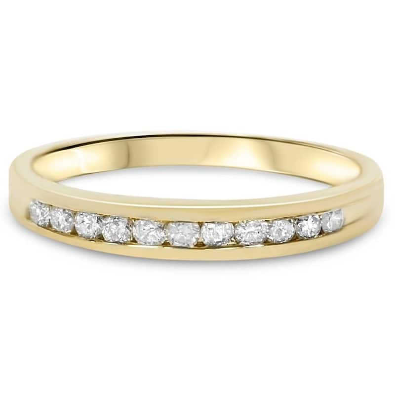 14k Yellow Gold 1/4 Ct Diamond Wedding Ring Channel Set Womens Anniversary Band