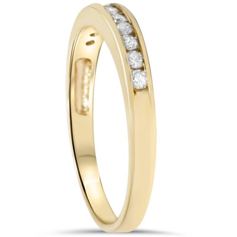 14k Yellow Gold 1/4 Ct Diamond Wedding Ring Channel Set Womens Anniversary Band