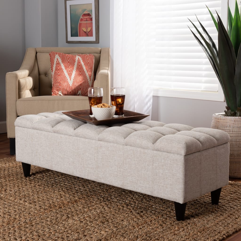 Brette Mid-Century Modern Upholstered Storage Bench Ottoman