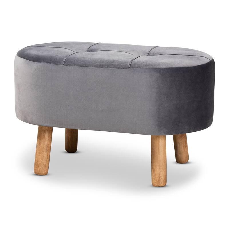 Simone Mid-Century Modern Upholstered Ottoman - N/A