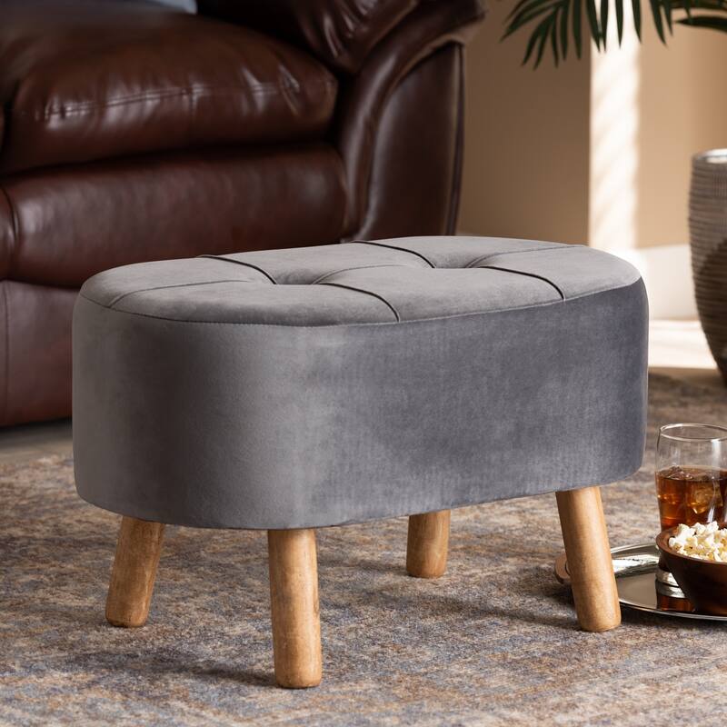 Simone Mid-Century Modern Upholstered Ottoman