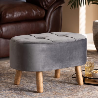 Simone Mid-Century Modern Upholstered Ottoman