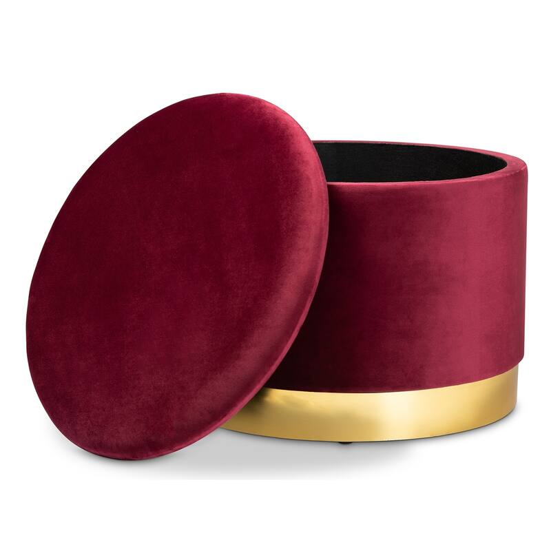 Marisa Glam and Luxe Upholstered Storage Ottoman