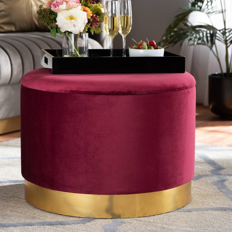 Marisa Glam and Luxe Upholstered Storage Ottoman