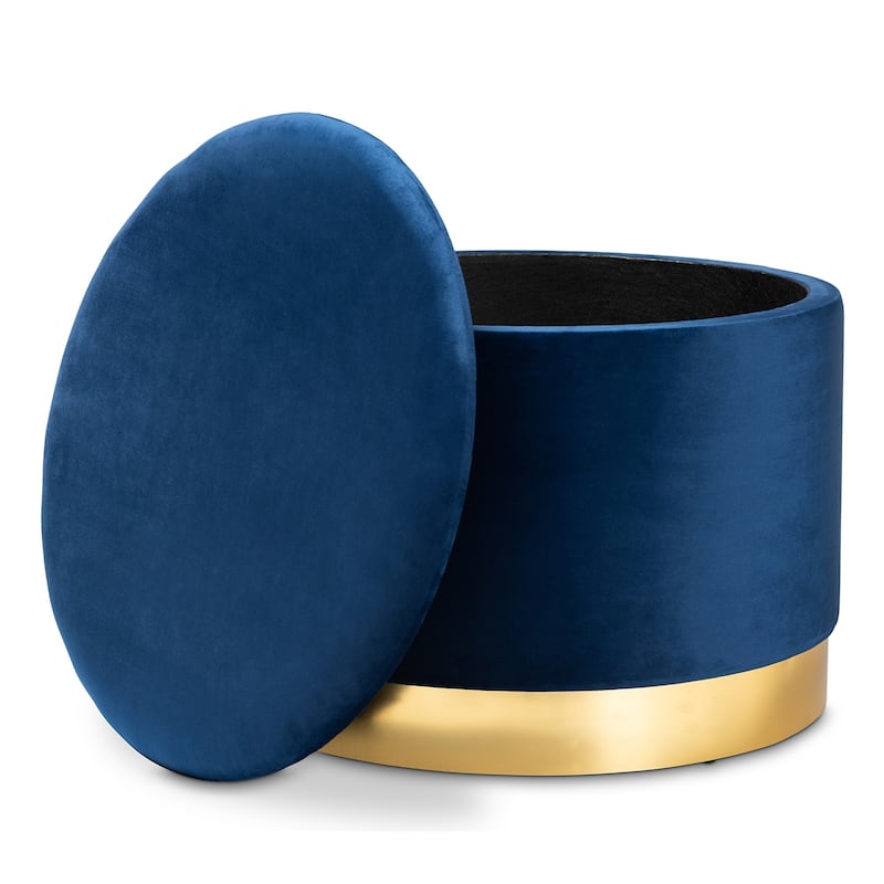 Marisa Glam and Luxe Upholstered Storage Ottoman
