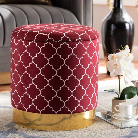 Serra Glam and Luxe Upholstered Storage Ottoman