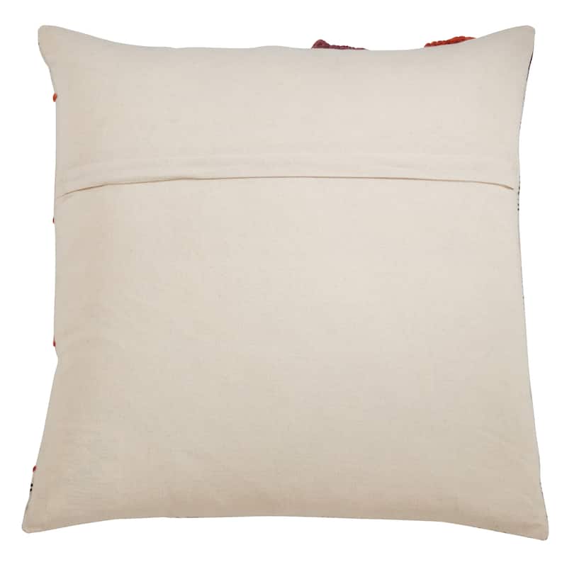 Cotton Pillow With Embroidered Block Print Design