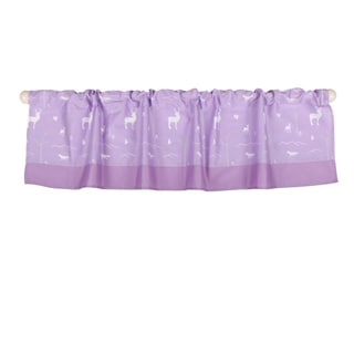 The Peanut Shell Woodland Print Tailored Window Valance in Purple