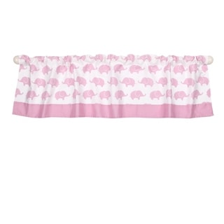 The Peanut Shell Elephant Print Tailored Window Valance in Pink