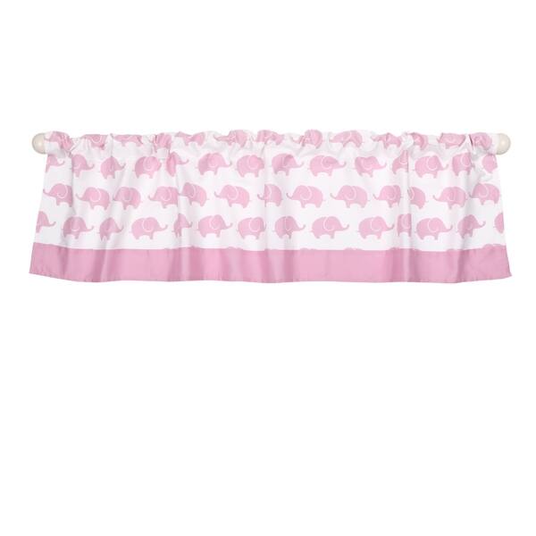 slide 1 of 1, The Peanut Shell Elephant Print Tailored Window Valance in Pink