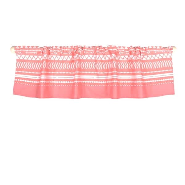 slide 1 of 1, The Peanut Shell Tribal Print Tailored Window Valance in Coral