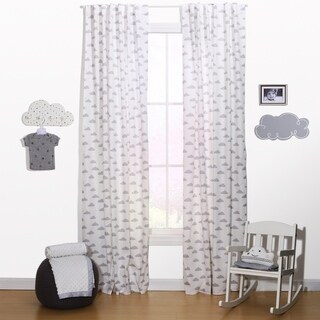 The Peanut Shell Cloud Print Window Panel Pair in Grey