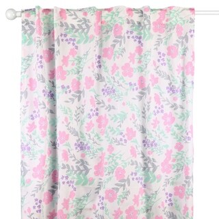 The Peanut Shell Floral Print Window Panel Pair in Pink/Mint