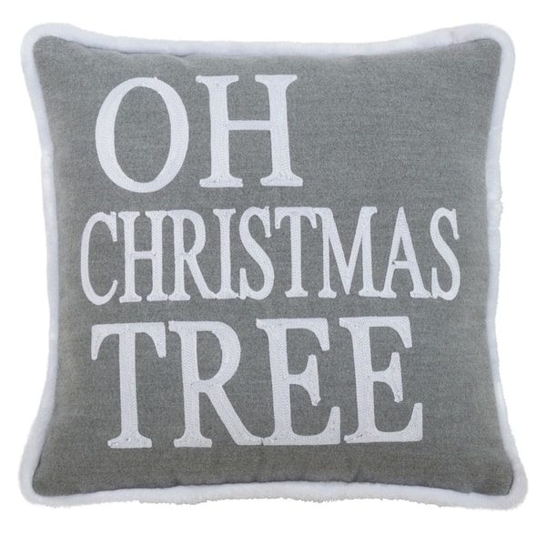 slide 2 of 7, Throw Pillow With Oh Christmas Tree Design Grey - Feather Down