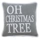 preview thumbnail 1 of 5, Throw Pillow With Oh Christmas Tree Design Grey - Feather Down
