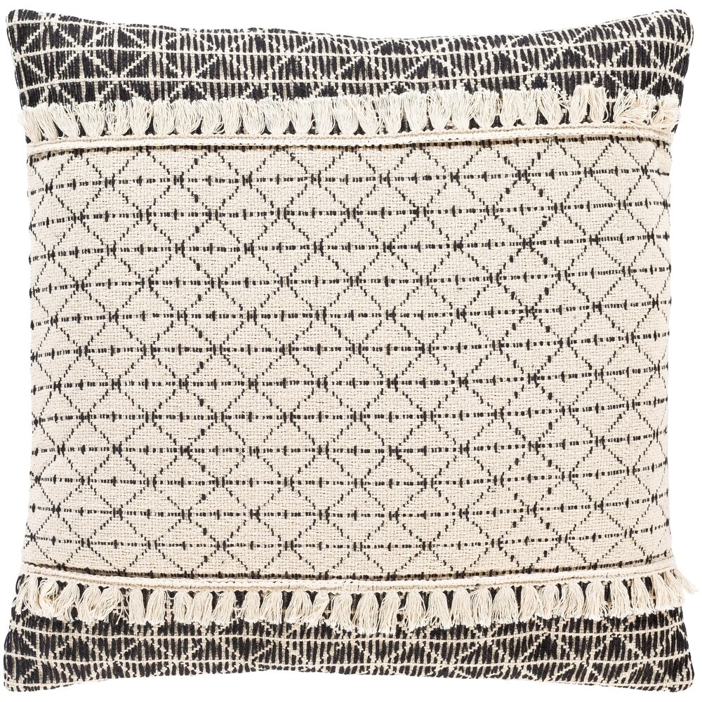 Artistic Weavers Kelby Cream & Navy Hand Embroidered Feather Down Throw Pillow (18 x 18) - Accent - Single