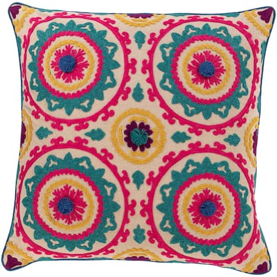 Kels Embroidered Mandala Throw Pillow Cover