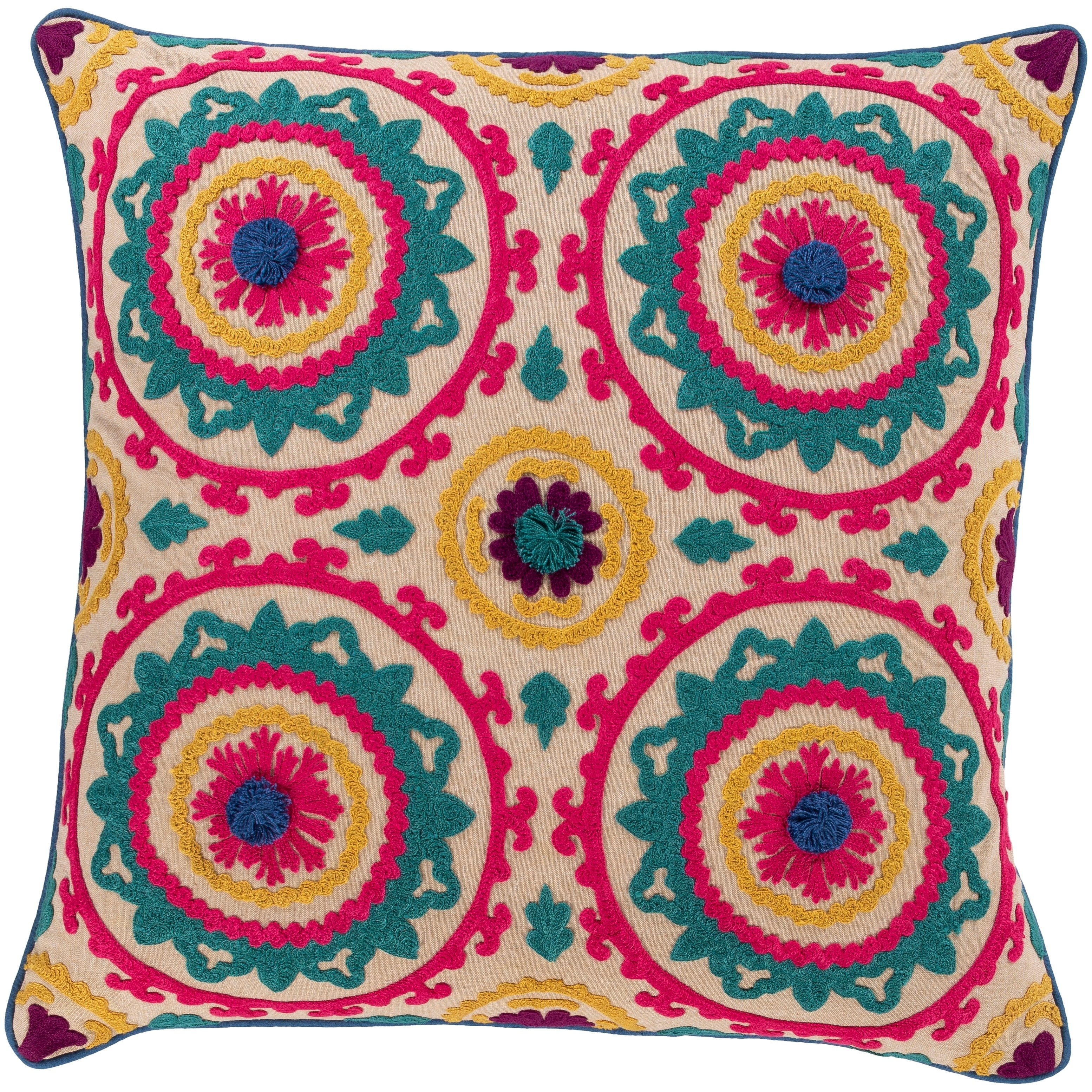 Kels Embroidered Mandala Throw Pillow Cover