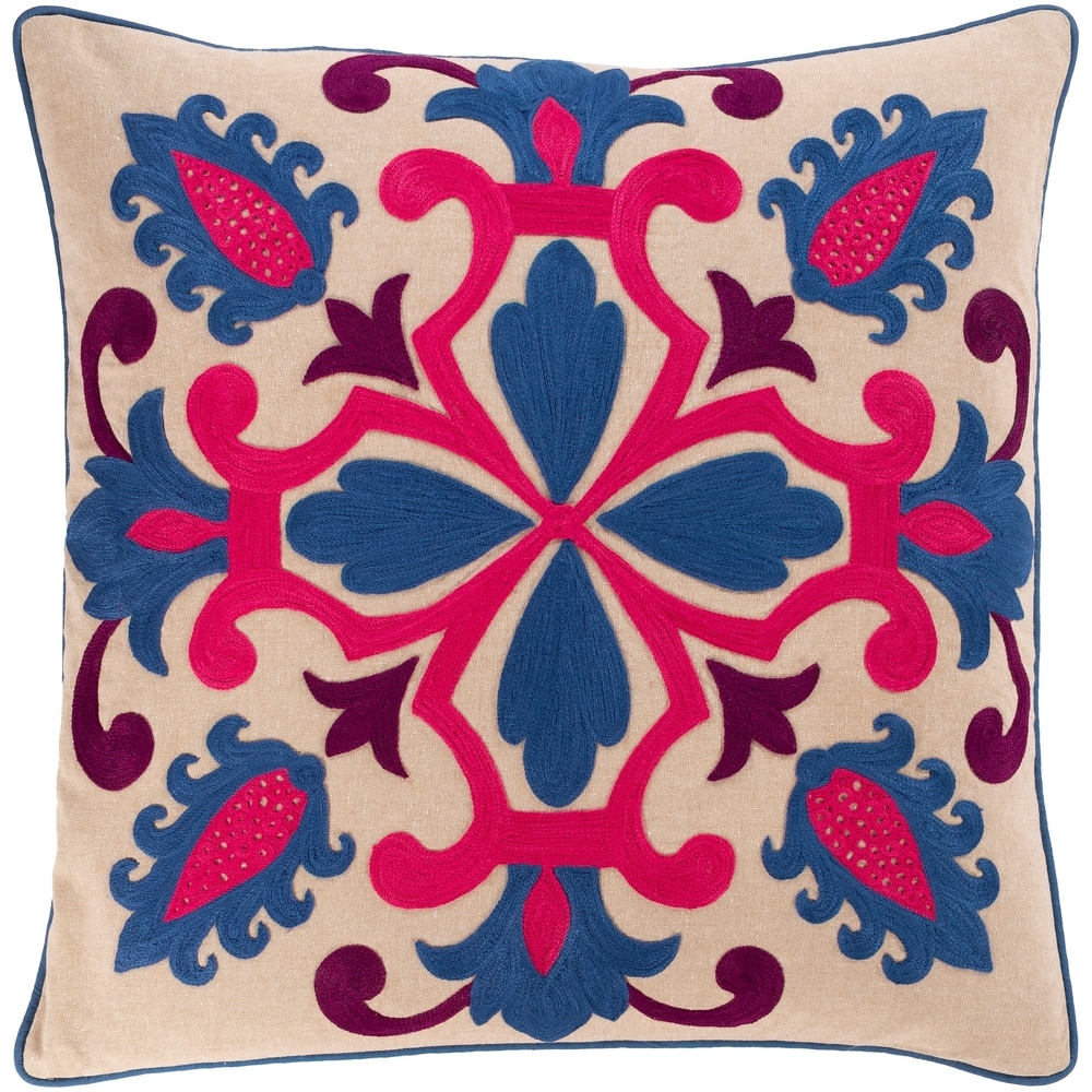 Keenan Embroidered Floral Throw Pillow Cover