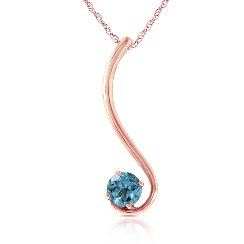 14K Rose Gold Blue Topaz Gemstone Necklace