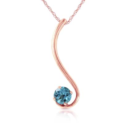 14K Rose Gold Blue Topaz Gemstone Necklace