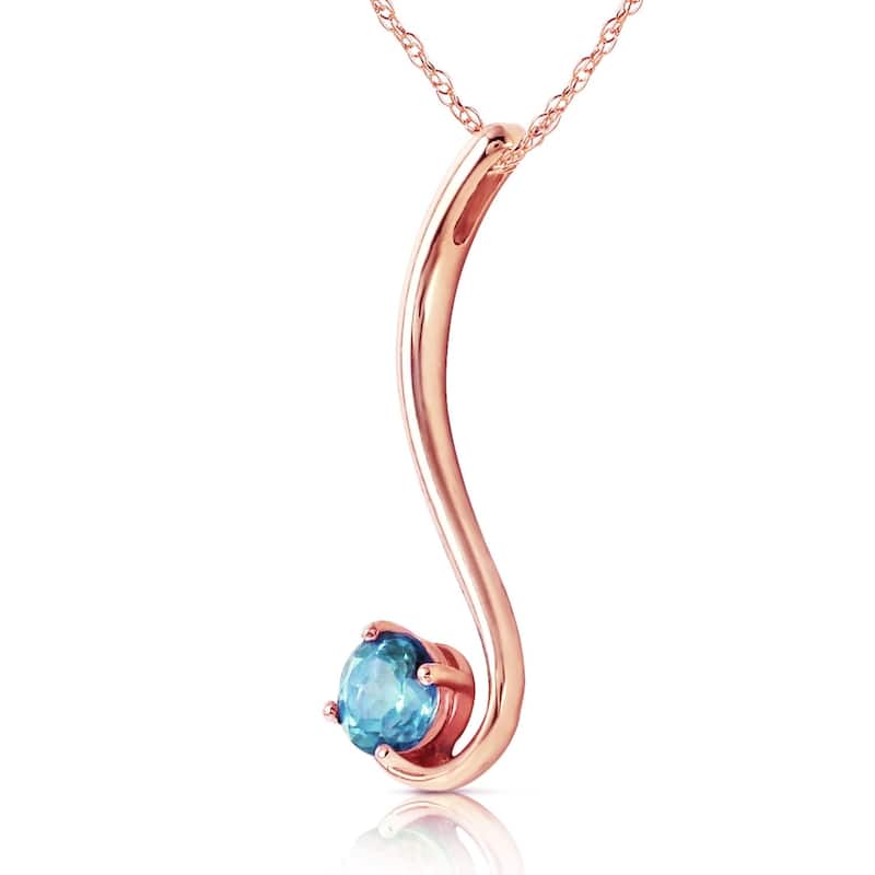 14K Rose Gold Blue Topaz Gemstone Necklace