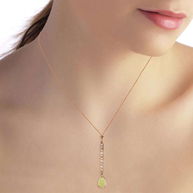 14K Rose Gold Necklace w/ Diamonds & Opal