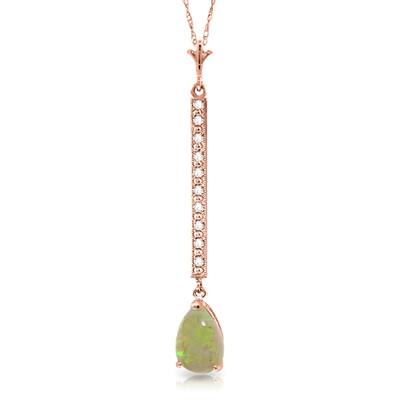 14K Rose Gold Necklace w/ Diamonds & Opal