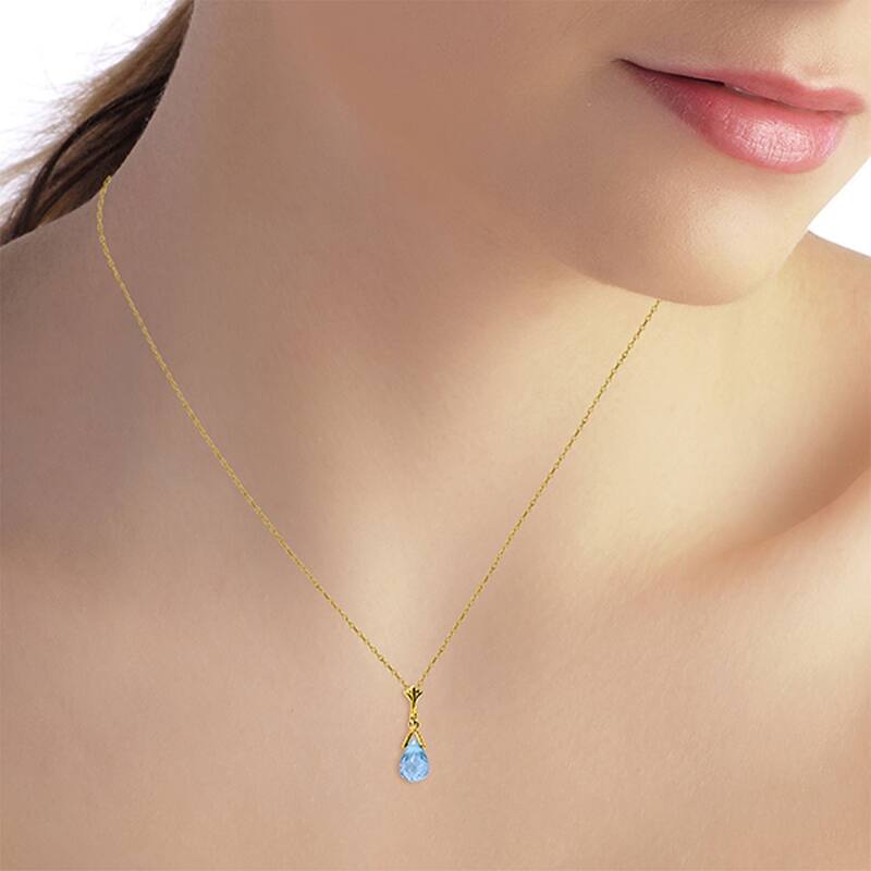 2.5 Carat 14K Gold Necklace Briolette Blue Topaz