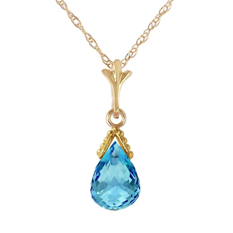 2.5 Carat 14K Gold Necklace Briolette Blue Topaz