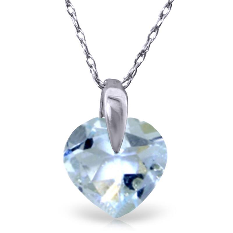 1.15 Carat 14K White Gold No Substitutes Aquamarine Necklace